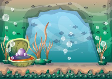 çizgi film oyun sanat ve animasyon için ayrı katmanları ile vektör sualtı arka plan