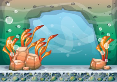 çizgi film oyun sanat ve animasyon için ayrı katmanları ile vektör sualtı arka plan