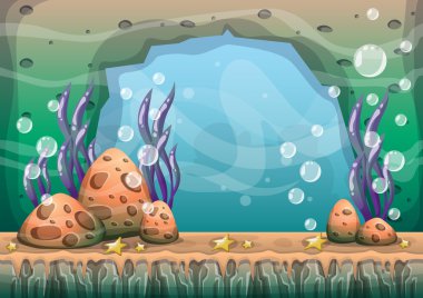 çizgi film oyun sanat ve animasyon için ayrı katmanları ile vektör sualtı arka plan