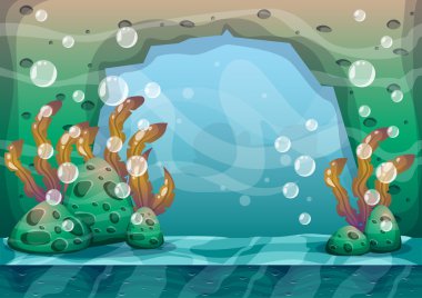 çizgi film oyun sanat ve animasyon için ayrı katmanları ile vektör sualtı arka plan