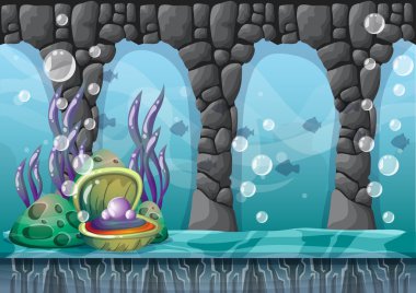 çizgi film oyun sanat ve animasyon için ayrı katmanları ile vektör sualtı arka plan