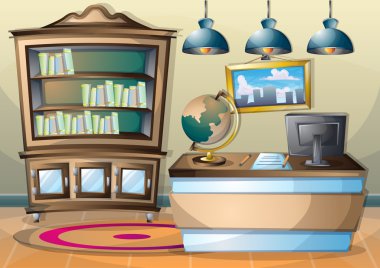 çizgi film vektör illüstrasyon iç Kütüphane oda ayrı katmanları ile