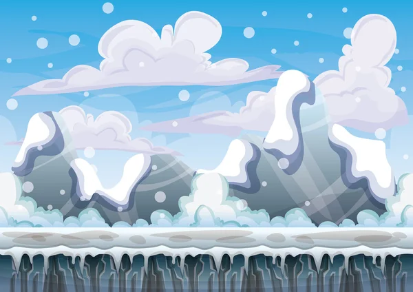 oyun ve animasyon oyun için ayrı katmanları ile karikatür vektör kar manzara arka plan