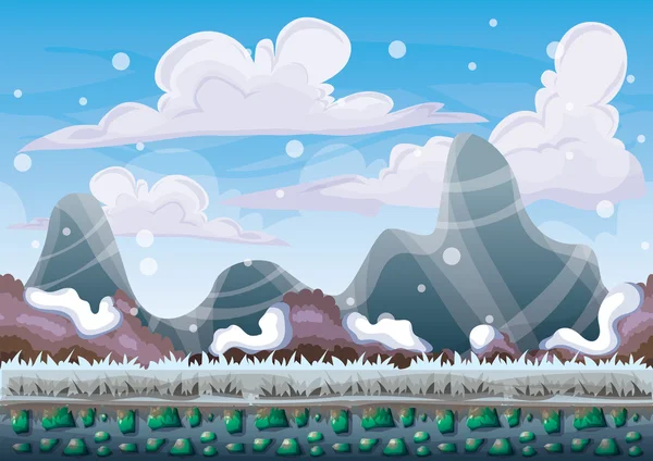 oyun ve animasyon oyun için ayrı katmanları ile karikatür vektör kar manzara arka plan