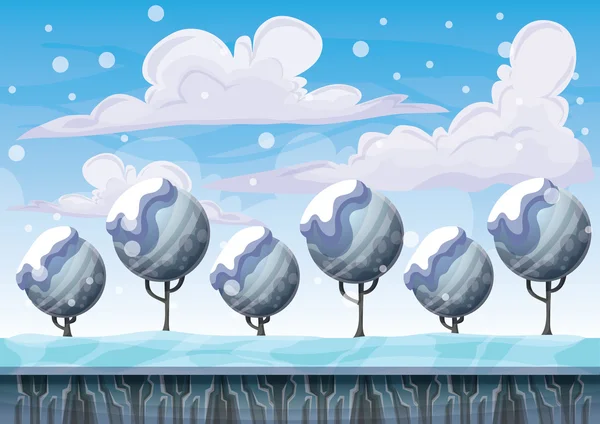 oyun ve animasyon oyun için ayrı katmanları ile karikatür vektör kar manzara arka plan