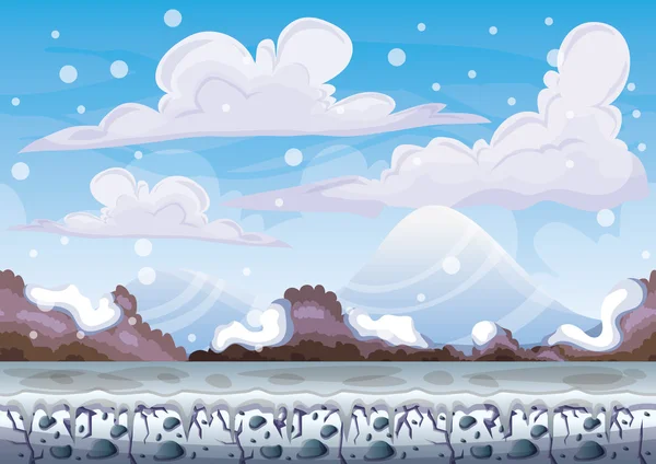 卡通矢量雪风景背景分离层为游戏和动画游戏 — 图库矢量图片