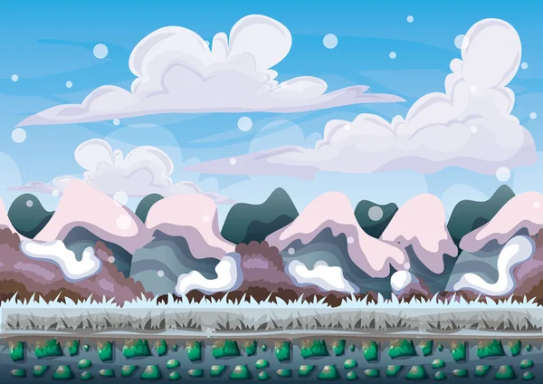 oyun ve animasyon oyun için ayrı katmanları ile karikatür vektör kar manzara arka plan