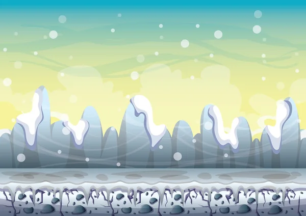 Cartoon-Vektor Schneelandschaft Hintergrund mit getrennten Ebenen für Spiel und Animation Spiel — Stockvektor