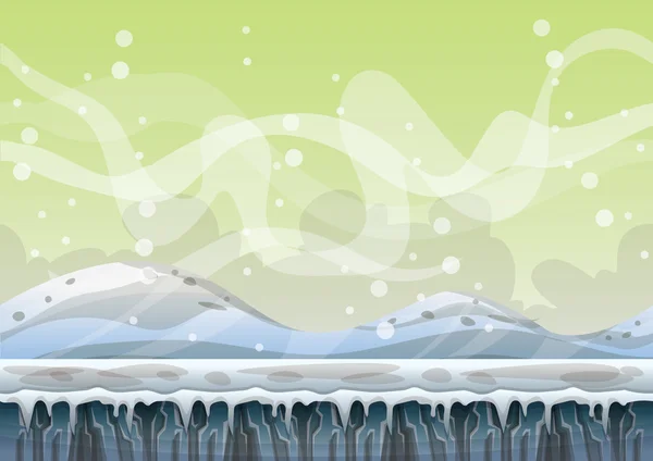 Cartoon vector sneeuw landschap achtergrond met gescheiden lagen voor spel en animatie game — Stockvector