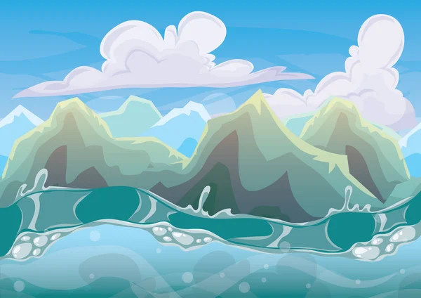 Cartoon vector sea background with separated layers for game art and animation game — Διανυσματικό Αρχείο
