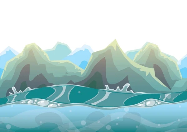 Cartoon vector zee achtergrond met gescheiden lagen voor game art en animatie game — Stockvector