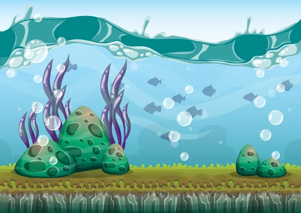 Cartoon-Vektor-Unterwasserhintergrund mit getrennten Ebenen für Spielkunst und Animation — Stockvektor