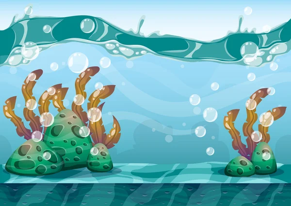 Cartoon vector underwater background with separated layers for game art and animation — ストックベクタ