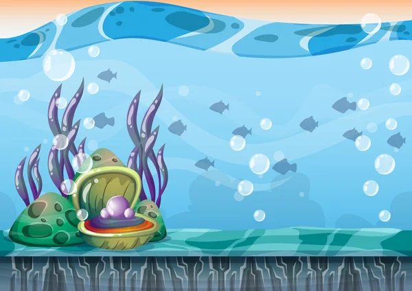 Cartoon vector underwater background with separated layers for game art and animation — ストックベクタ