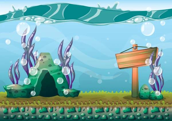 Desenho animado vetor fundo subaquático com camadas separadas para a arte do jogo e animação —  Vetores de Stock