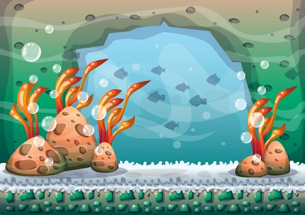 Kreskówka wektor tle podwodne z oddzielne warstwy dla gry sztuki i animacji — Wektor stockowy
