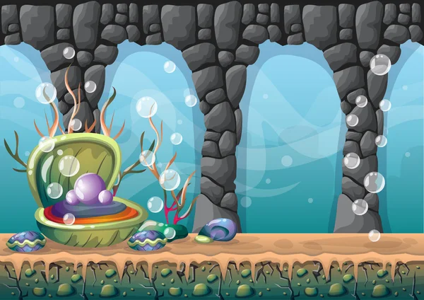 Kreskówka wektor tle podwodne z oddzielne warstwy dla gry sztuki i animacji — Wektor stockowy
