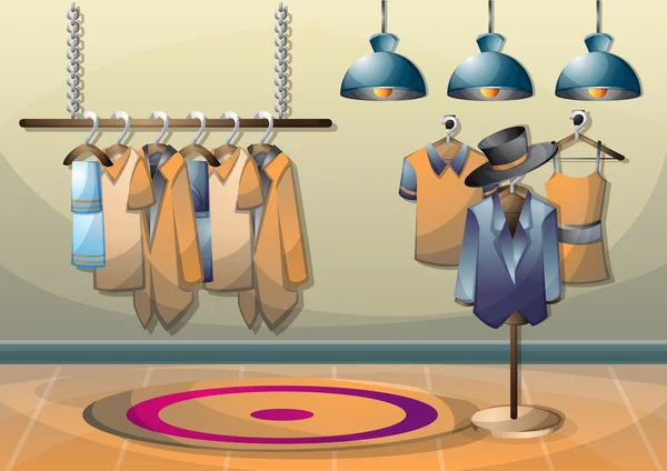 Desenho animado vetor ilustração interior sala de roupas com camadas separadas — Vetor de Stock