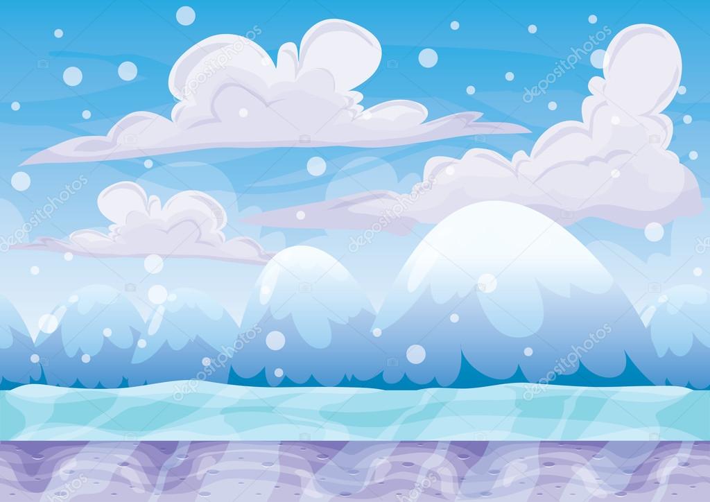 dibujos animados vector nieve paisaje fondo con capas separadas para el ...