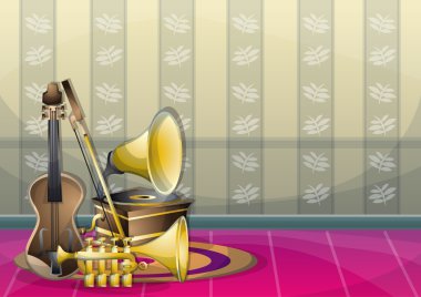 çizgi film vektör illüstrasyon iç müzik odası ayrı katmanları ile