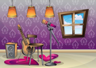 çizgi film vektör illüstrasyon iç müzik odası ayrı katmanları ile