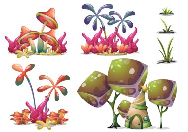 çizgi film vektör doğa manzara nesne oyun sanat ve animasyon için ayrı katmanları ile