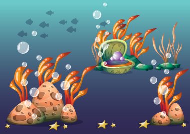 oyun sanat ve animasyon için ayrı katmanları ile vektör sualtı nesneleri çizgi film