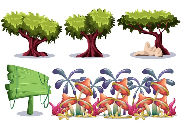 Cartoon vector nature landscape object with separated layers for game art and animation — ストックベクタ