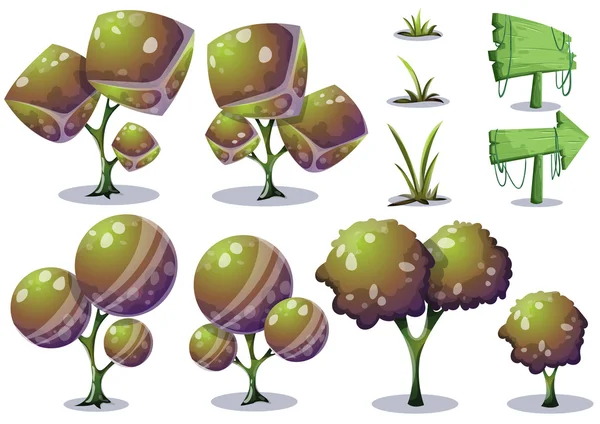 Cartoon vector nature landscape object with separated layers for game art and animation — ストックベクタ