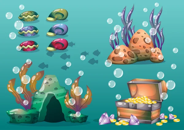 oyun sanat ve animasyon için ayrı katmanları ile vektör sualtı nesneleri çizgi film