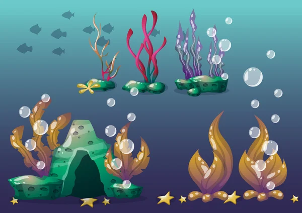 oyun sanat ve animasyon için ayrı katmanları ile vektör sualtı nesneleri çizgi film