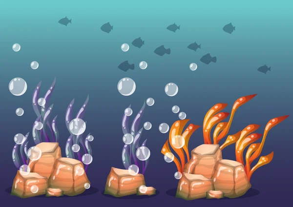 Víz alatti vektoros objektumok elkülönített rétegek játék művészeti és animációs rajzfilm — Stock Vector