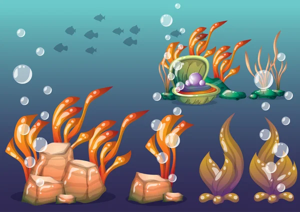 oyun sanat ve animasyon için ayrı katmanları ile vektör sualtı nesneleri çizgi film