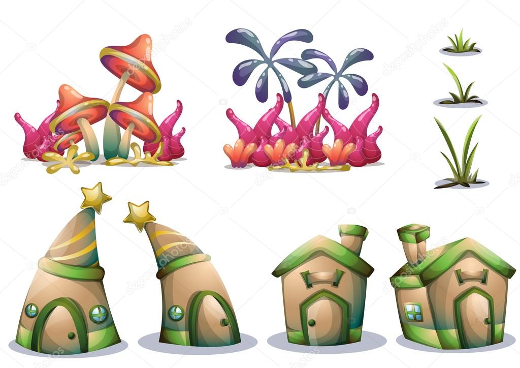 cartoon vector nature landscape object with separated layers for game art and animation