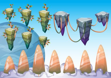 çizgi film vektör yüzen ada nesne oyun sanat ve animasyon için ayrı katmanları ile