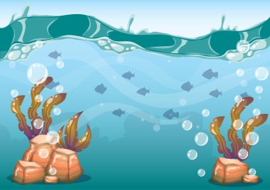 çizgi film oyun sanat ve animasyon için ayrı katmanları ile vektör sualtı arka plan