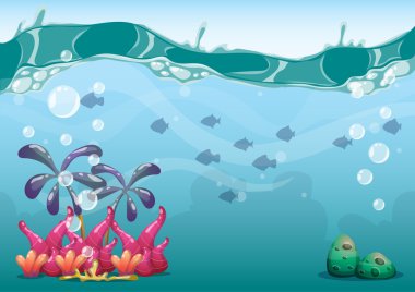 çizgi film oyun sanat ve animasyon için ayrı katmanları ile vektör sualtı arka plan