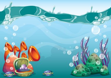 çizgi film oyun sanat ve animasyon için ayrı katmanları ile vektör sualtı arka plan