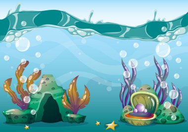 çizgi film oyun sanat ve animasyon için ayrı katmanları ile vektör sualtı arka plan