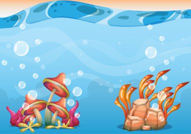 çizgi film oyun sanat ve animasyon için ayrı katmanları ile vektör sualtı arka plan