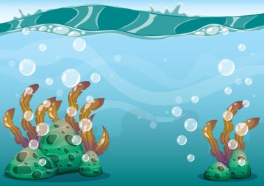 çizgi film oyun sanat ve animasyon için ayrı katmanları ile vektör sualtı arka plan