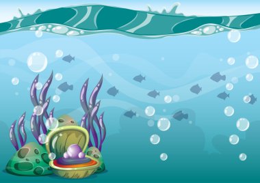 çizgi film oyun sanat ve animasyon için ayrı katmanları ile vektör sualtı arka plan