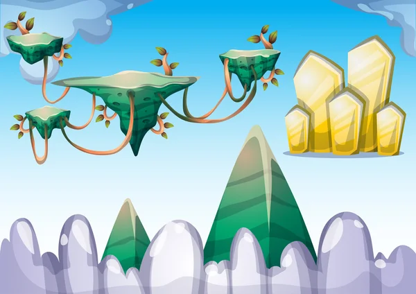 Vector de dibujos animados isla flotante objeto con capas separadas para el arte del juego y la animación — Vector de stock