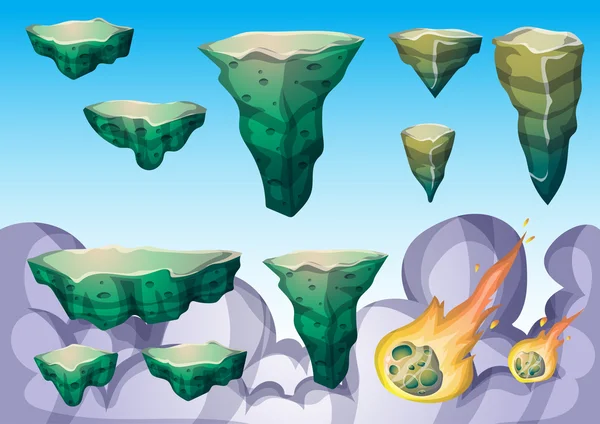 Desenho animado vetor flutuante ilha objeto com camadas separadas para a arte do jogo e animação —  Vetores de Stock