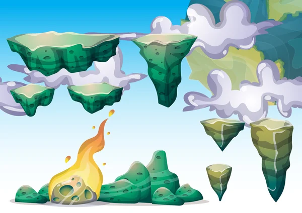 Desenho animado vetor flutuante ilha objeto com camadas separadas para a arte do jogo e animação — Vetor de Stock