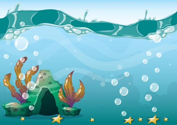 Cartoon vector underwater background with separated layers for game art and animation — Stockový vektor