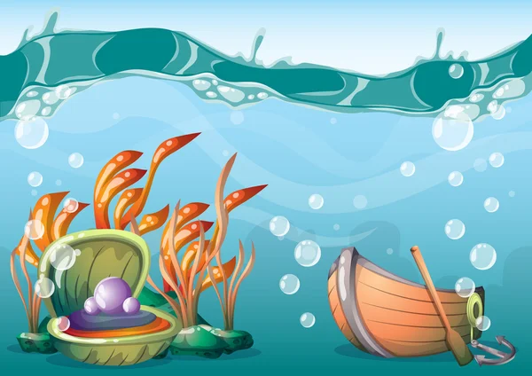 Desenho animado vetor fundo subaquático com camadas separadas para a arte do jogo e animação — Vetor de Stock
