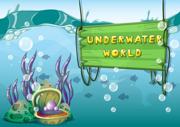 Cartoon vector underwater background with separated layers for game art and animation — ストックベクタ