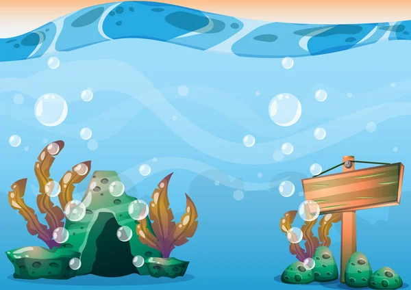 Cartoon vector underwater background with separated layers for game art and animation — Stock vektor