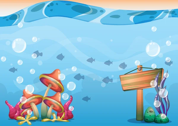 Vettoriale dei cartoni animati sfondo subacqueo con strati separati per arte del gioco e animazione — Vettoriale Stock